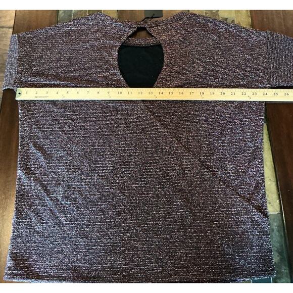 PAIGE Celeste Open Back Lurex Striped Metallic Weave Long Sleeve Shirt Large - Picture 7 of 12